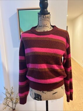 Striped cozy crew neck sweater